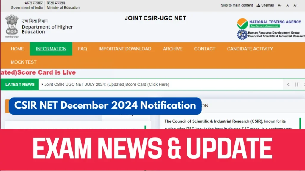 CSIR NET December 2024 Notification