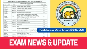 ICSE Class 10 Board Exam Date Sheet 2025