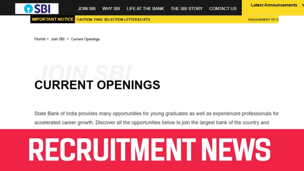 SBI Recruitment of Specialist Cadre Officers