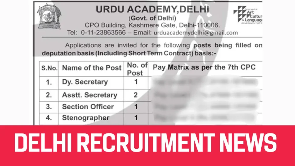 Urdu Academy Delhi Recruitment 2024